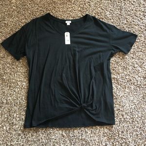 Black tie front shirt